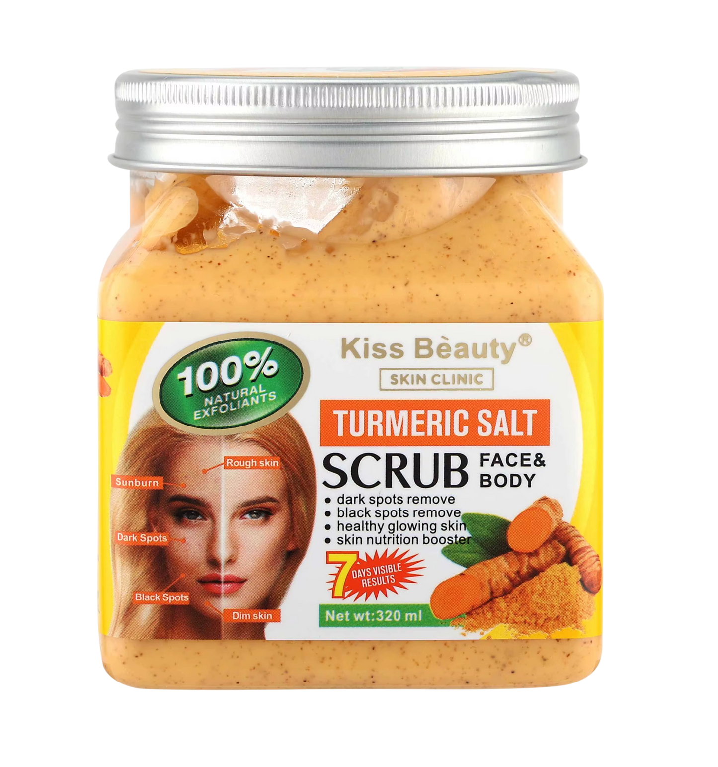 Exfoliante corporal de curcuma con sal de baño KISS BEAUTY