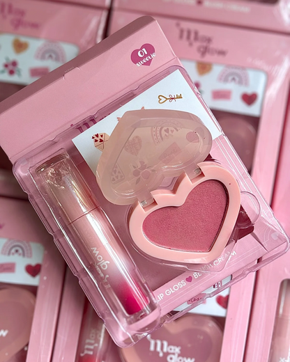 Set de regalo gloss + blush + obsequio MAXGLOW