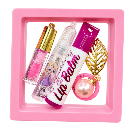 Kit de mini perfume, balsamo y glos MISS FON