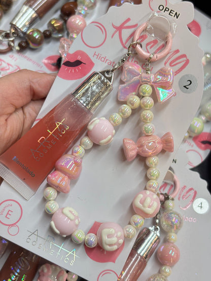 Brillo de labios + llavero ARIA COSMETICS