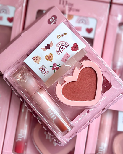 Set de regalo gloss + blush + obsequio MAXGLOW