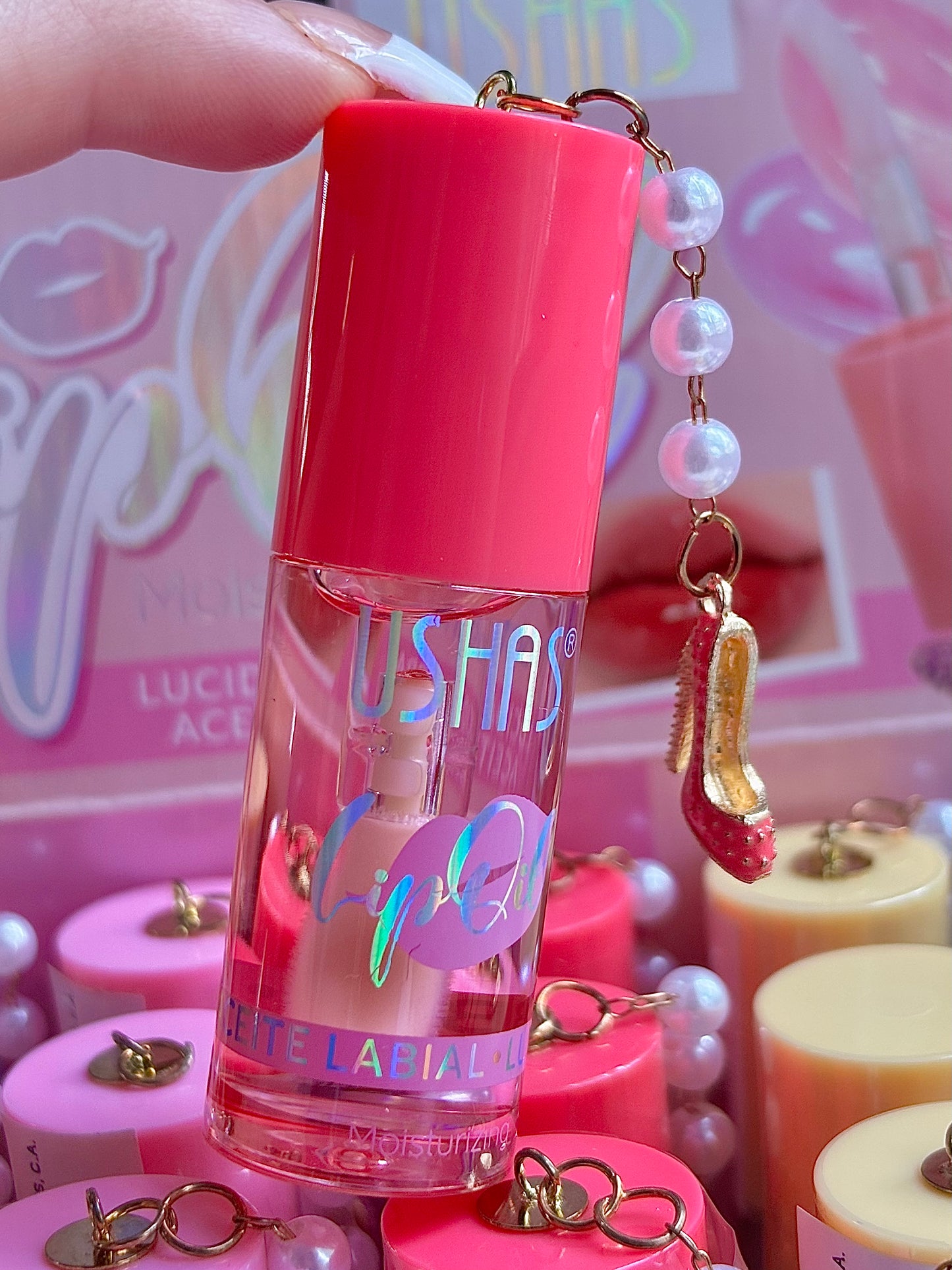 Lip oil con llavero sweet heels USHAS