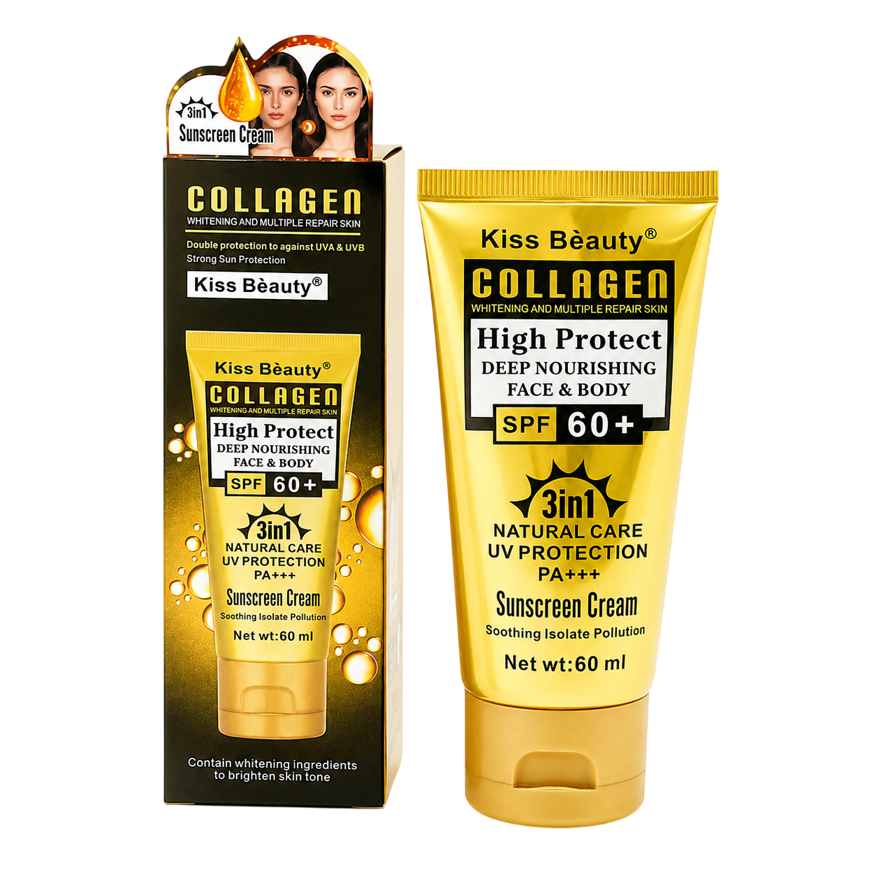 Protector solar colageno con color KISS BEAUTY