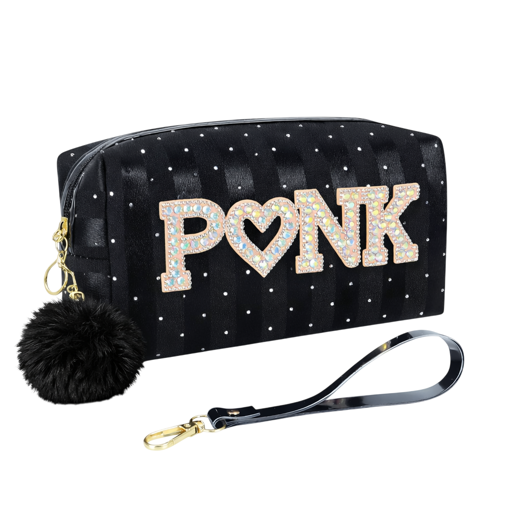 Portacosmetico con pompom PINK