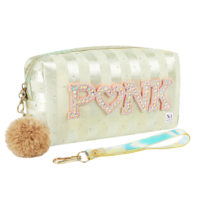 Portacosmetico con pompom PINK