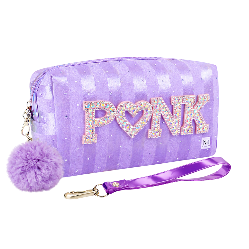 Portacosmetico con pompom PINK