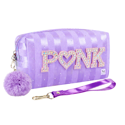Portacosmetico con pompom PINK