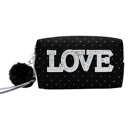 Portacosmetico con pompom LOVE