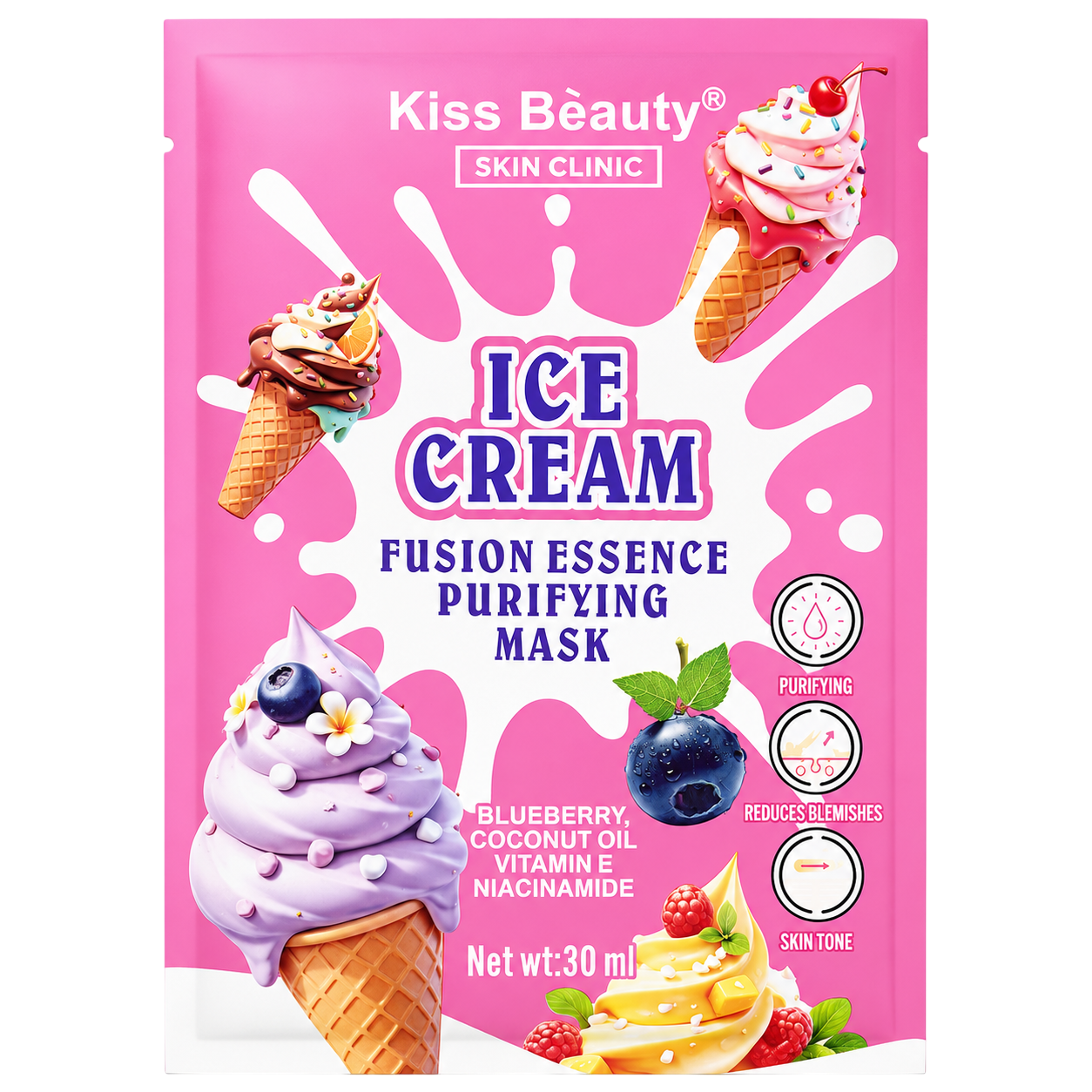 Mascarilla en velo ice cream KISS BEAUTY