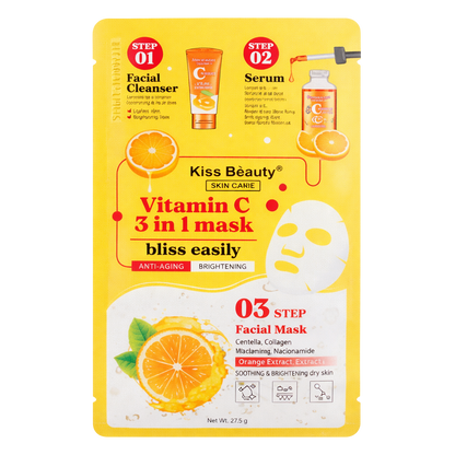 Set 3 en 1: mascarilla + limpiador facial + sérum de vitamina C KISS BEAUTY