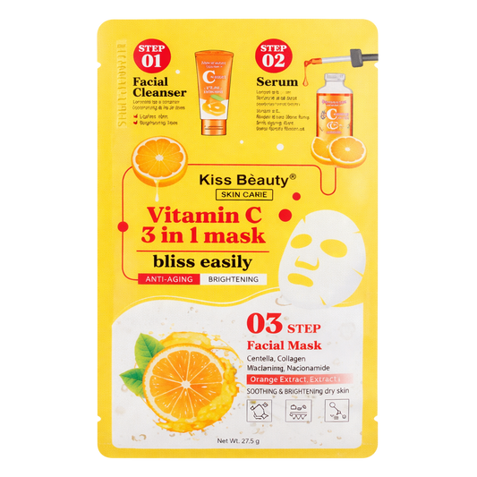 Set 3 en 1: mascarilla + limpiador facial + sérum de vitamina C KISS BEAUTY