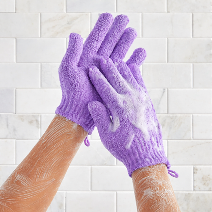 Par de guante exfoliante de baño