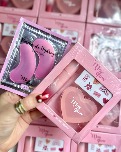 Set de regalo gloss + blush + obsequio MAXGLOW