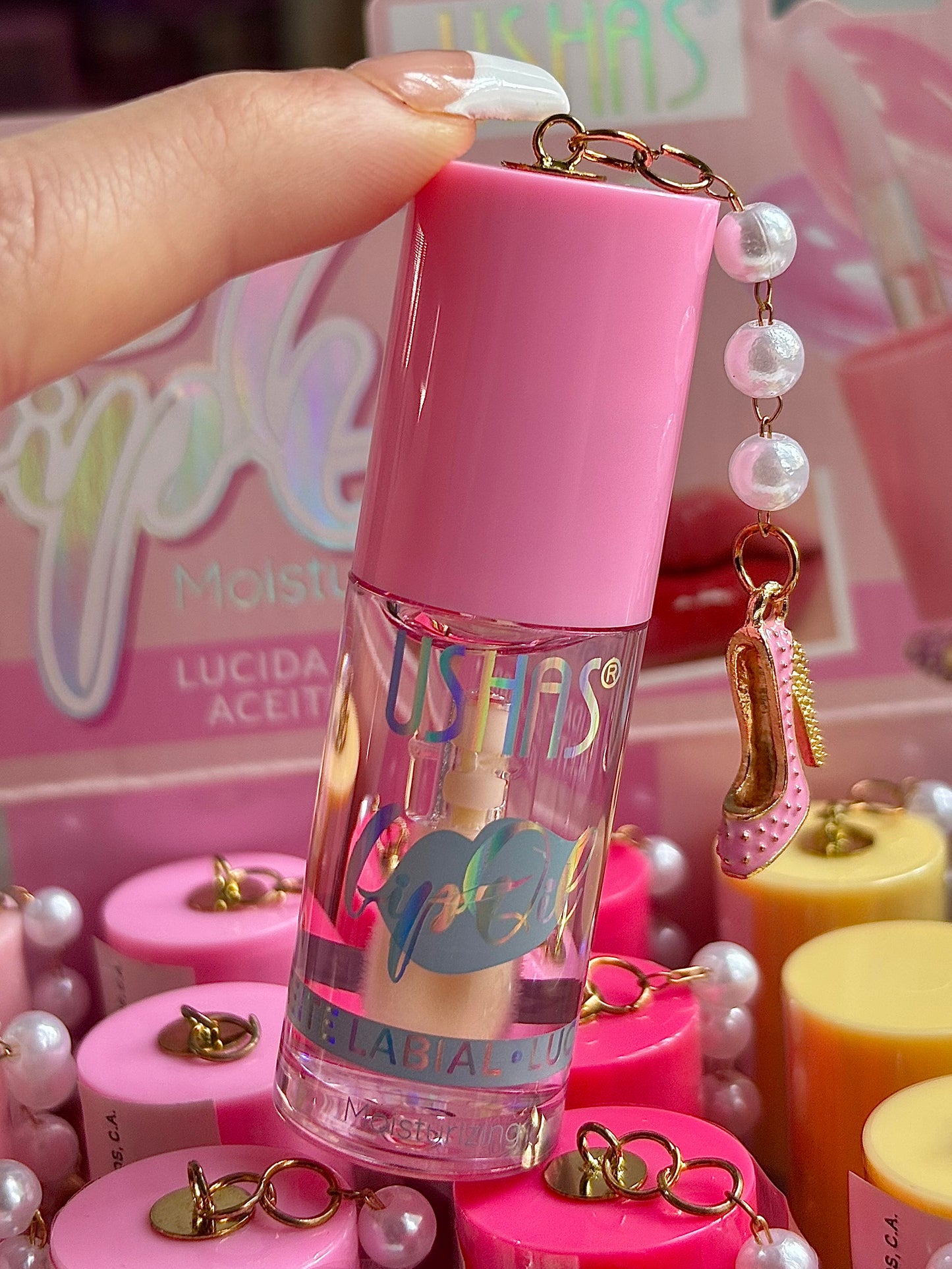 Lip oil con llavero sweet heels USHAS