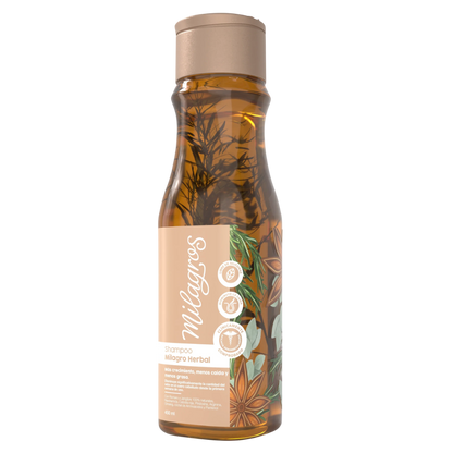 Shampoo herbal con romero y jengibre MILAGROS