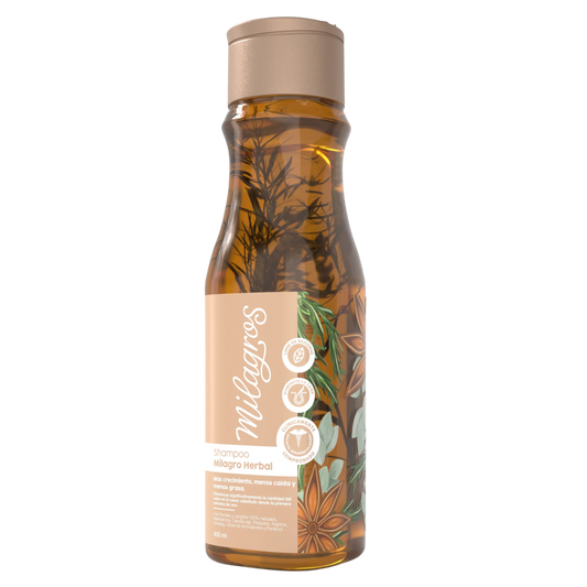 Shampoo herbal con romero y jengibre MILAGROS
