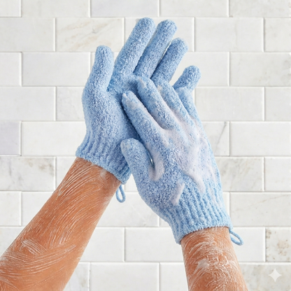 Par de guante exfoliante de baño