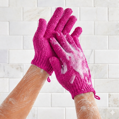 Par de guante exfoliante de baño