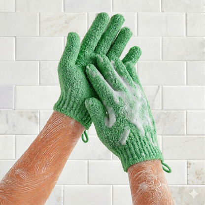 Par de guante exfoliante de baño