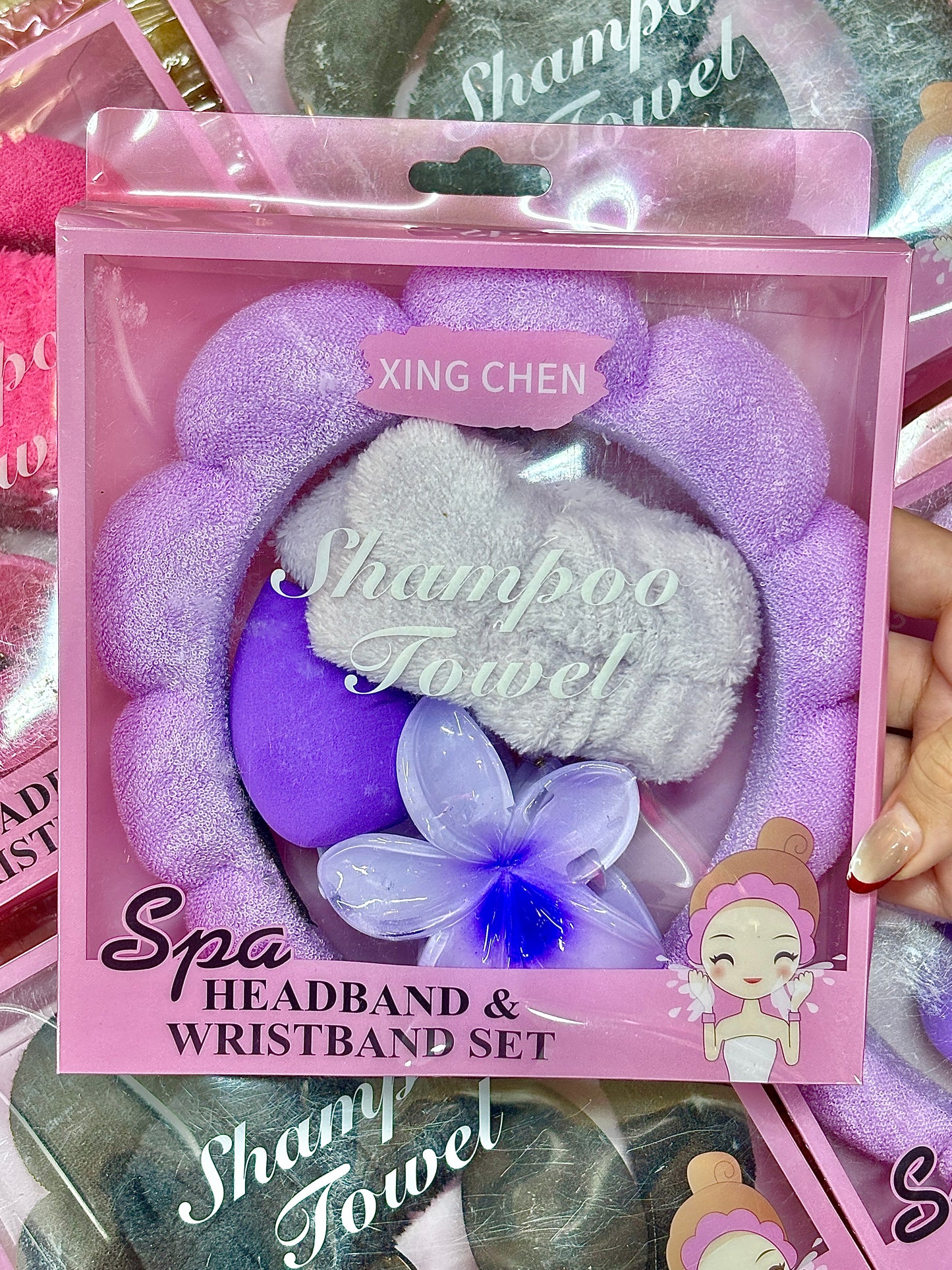 Set diadema con muñequeñas + pinza + esponja