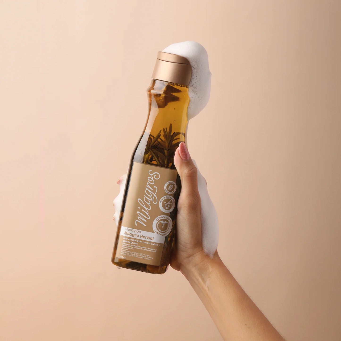 Shampoo herbal con romero y jengibre MILAGROS