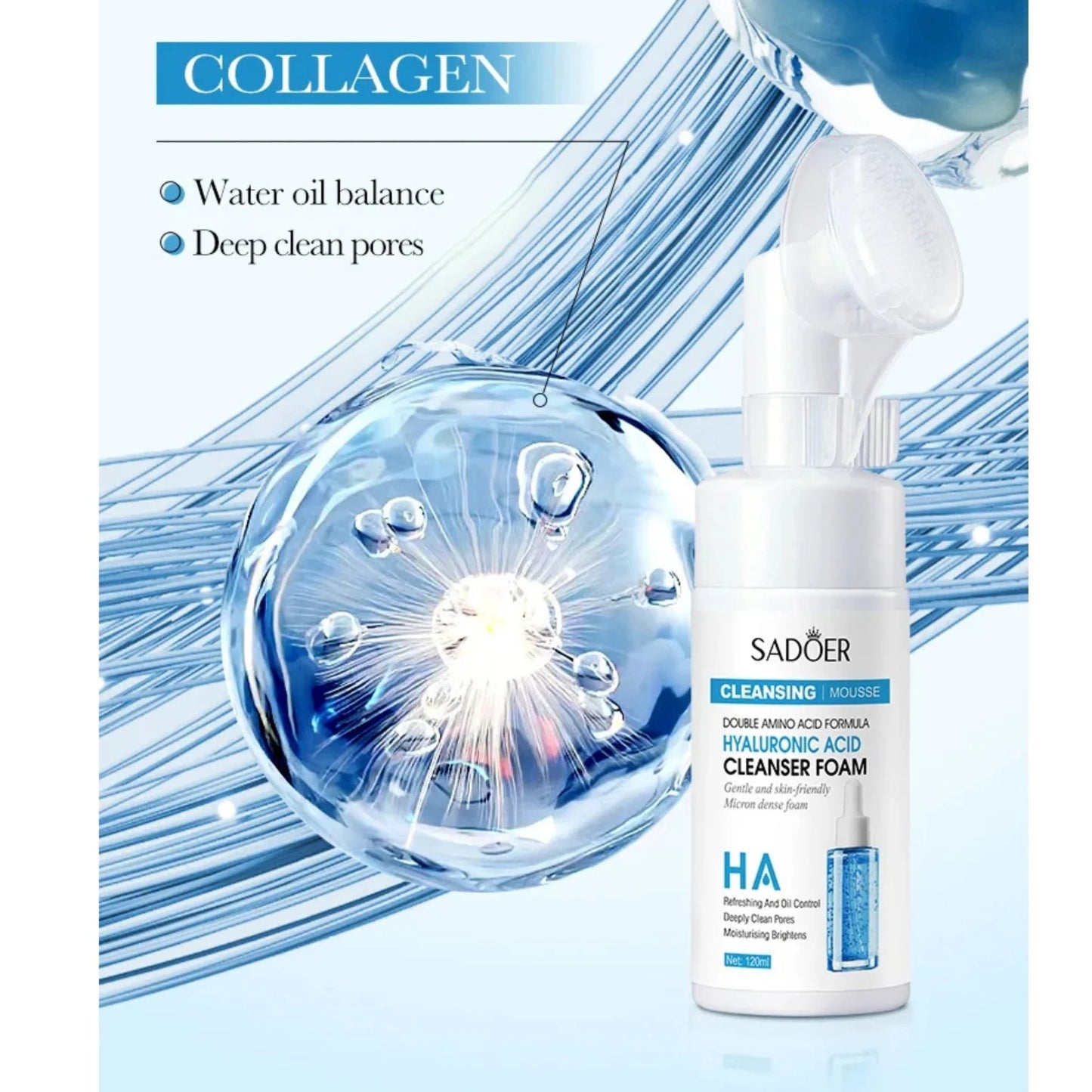 Jabon facial de acido hialuronico con cepillo SADOER