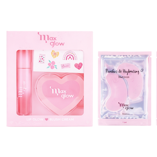 Set de regalo gloss + blush + obsequio MAXGLOW